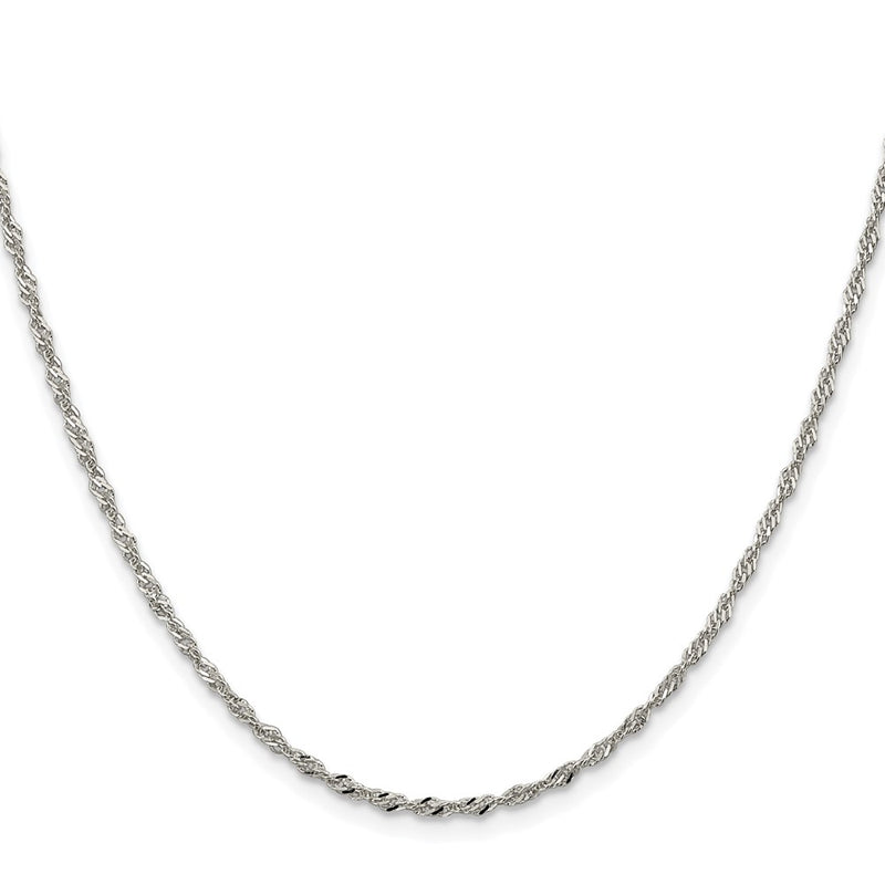 Sterling Silver Rhodium-Plated 2mm Singapore Chain