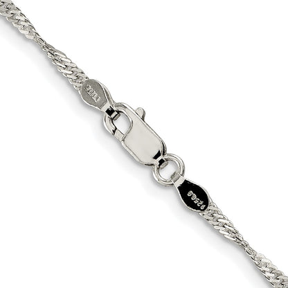 Sterling Silver Rhodium-Plated 2mm Singapore Chain