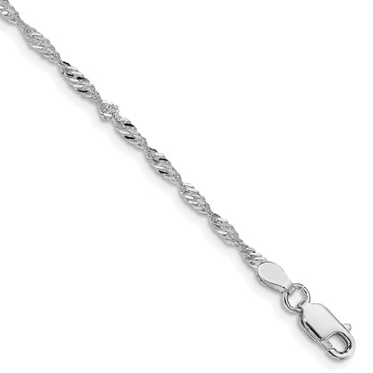 Sterling Silver Rhodium-Plated 2mm Singapore Chain