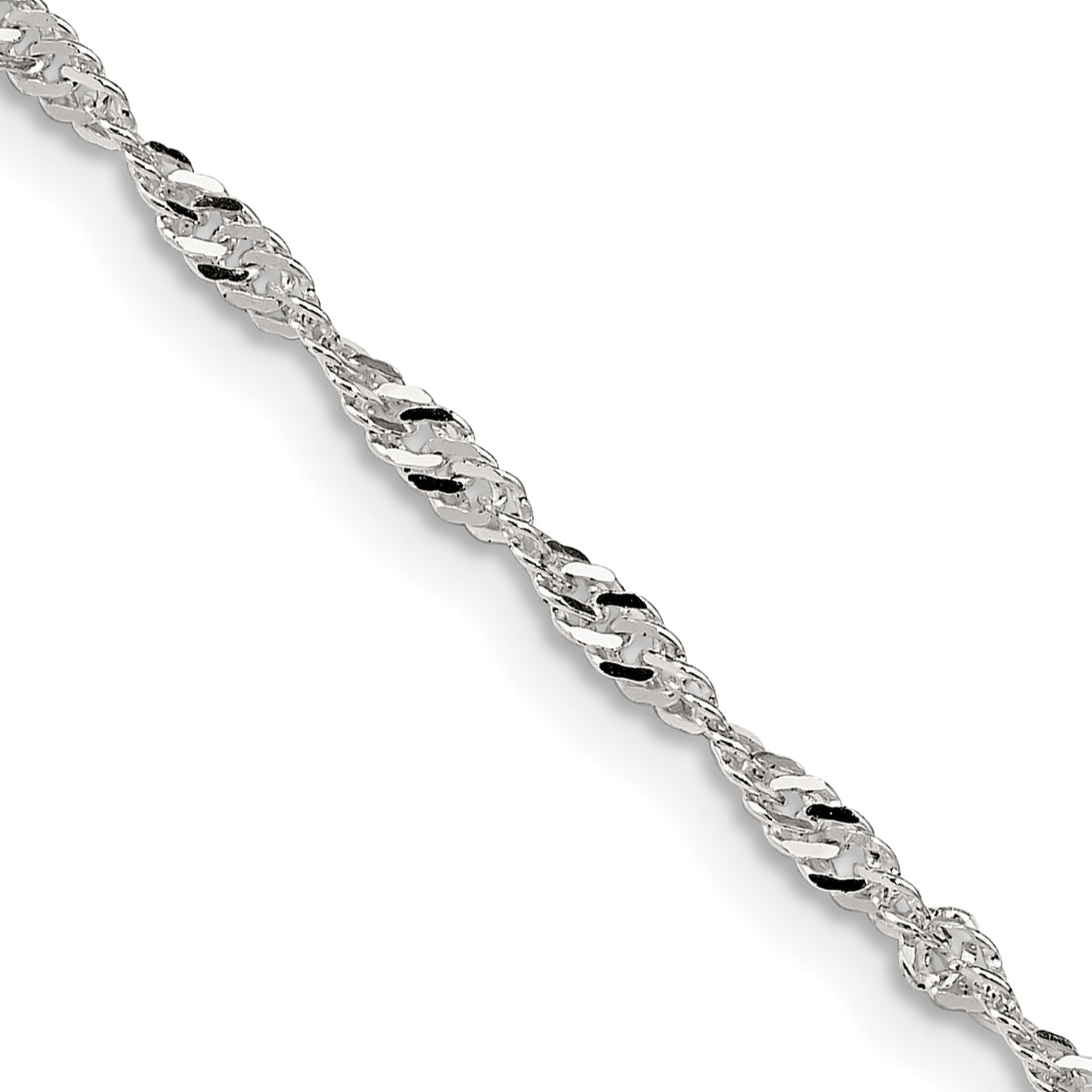 26 Inch Sterling Silver 2mm Singapore Chain Necklace