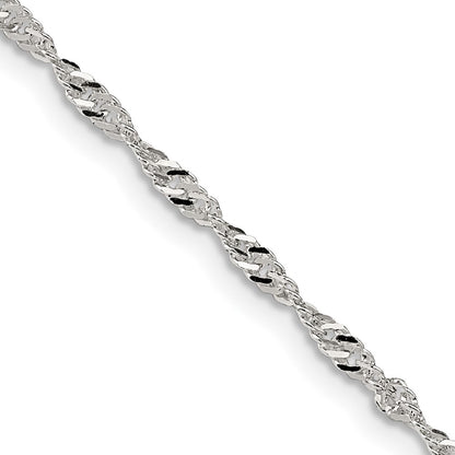 26 Inch Sterling Silver 2mm Singapore Chain Necklace