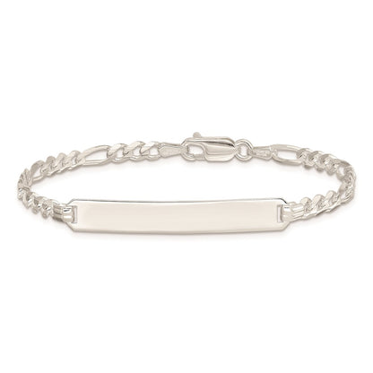 Sterling Silver Id Figaro Link Bracelet