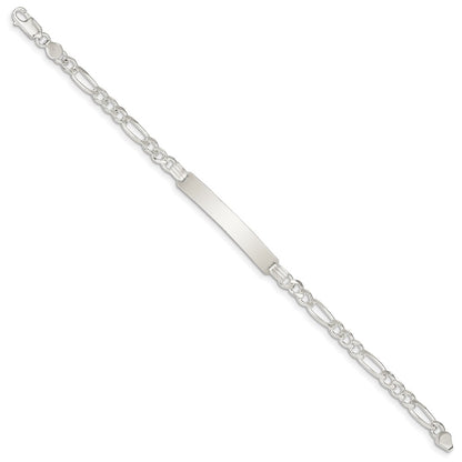 Sterling Silver Id Figaro Link Bracelet