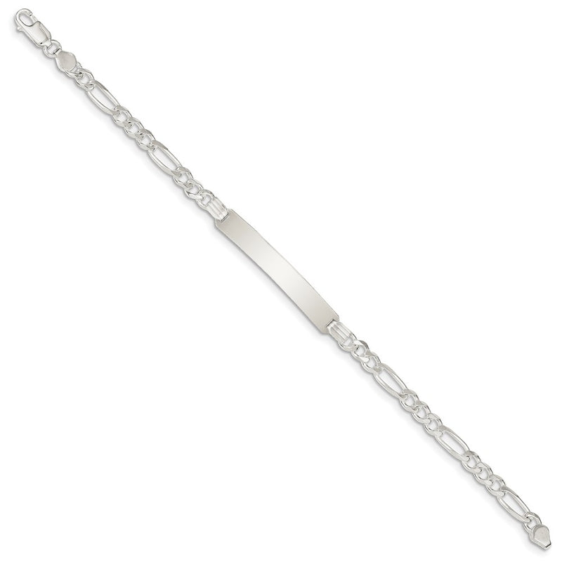 Sterling Silver Id Figaro Link Bracelet