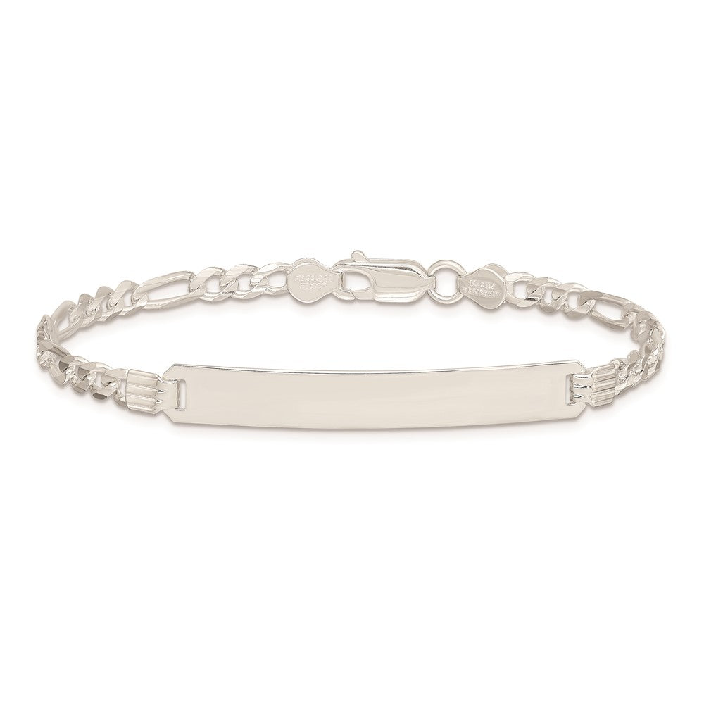 Sterling Silver Id Figaro Link Bracelet