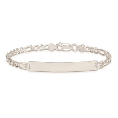 Sterling Silver Id Figaro Link Bracelet