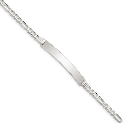 Sterling Silver Id Figaro Link Bracelet