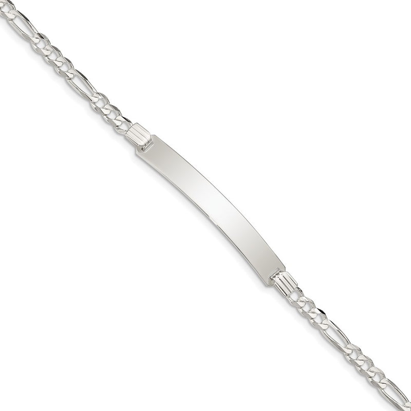 Sterling Silver Id Figaro Link Bracelet