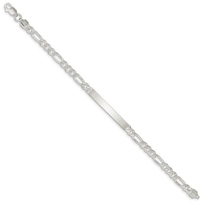 8 Inch Sterling Silver Figaro Link Id Bracelet