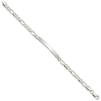 7 Inch Sterling Silver Figaro Link Id Bracelet