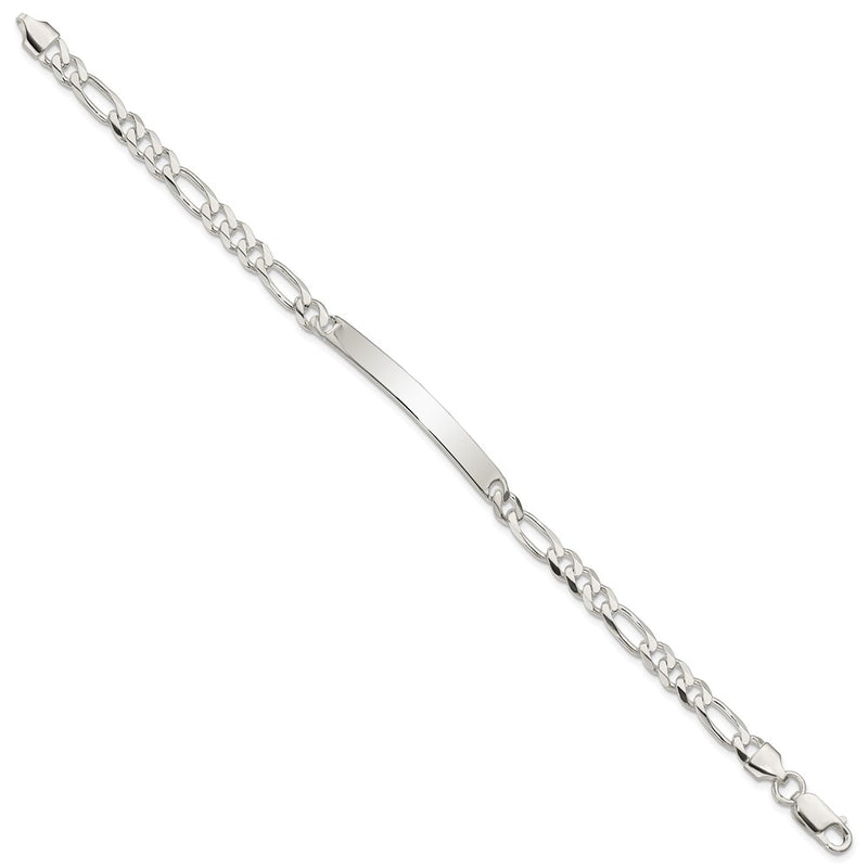 7 Inch Sterling Silver Figaro Link Id Bracelet