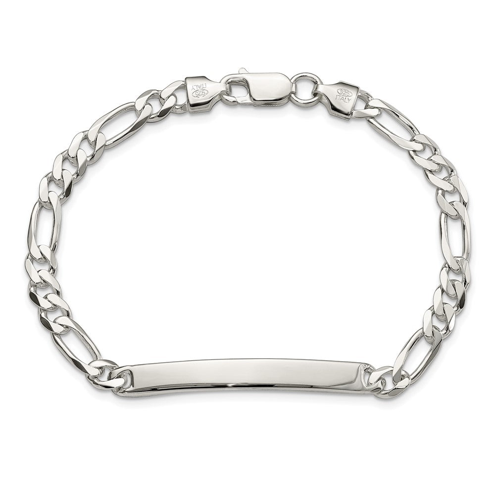 7 Inch Sterling Silver Figaro Link Id Bracelet