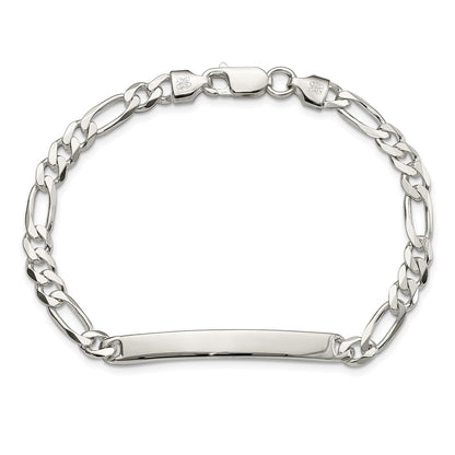 7 Inch Sterling Silver Figaro Link Id Bracelet