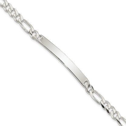 7 Inch Sterling Silver Figaro Link Id Bracelet