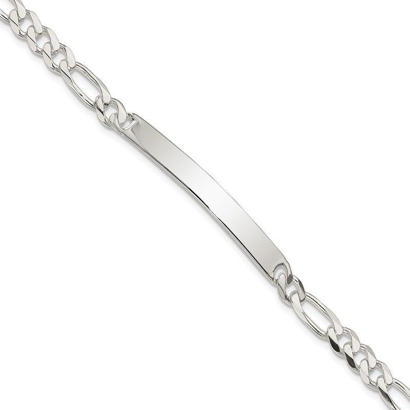 7 Inch Sterling Silver Figaro Link Id Bracelet