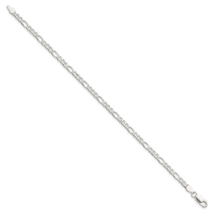 8 Inch Sterling Silver 4mm Pav Flat Figaro Chain