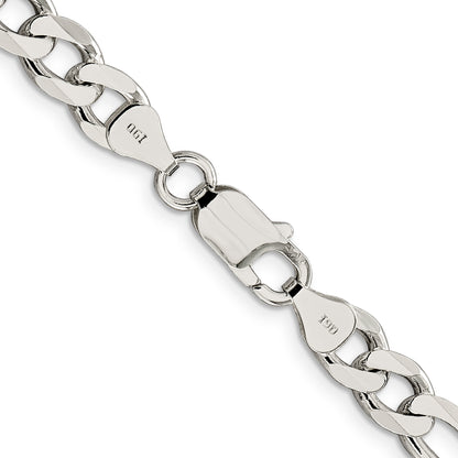 30 Inch Sterling Silver 7.25mm Pav Flat Figaro Chain
