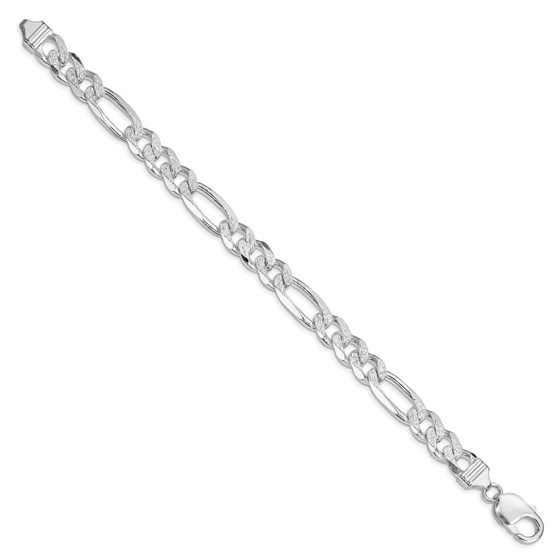 sterling-silver-rhodium-plated-9-5mm-pave-flat-figaro-chain-bracelet