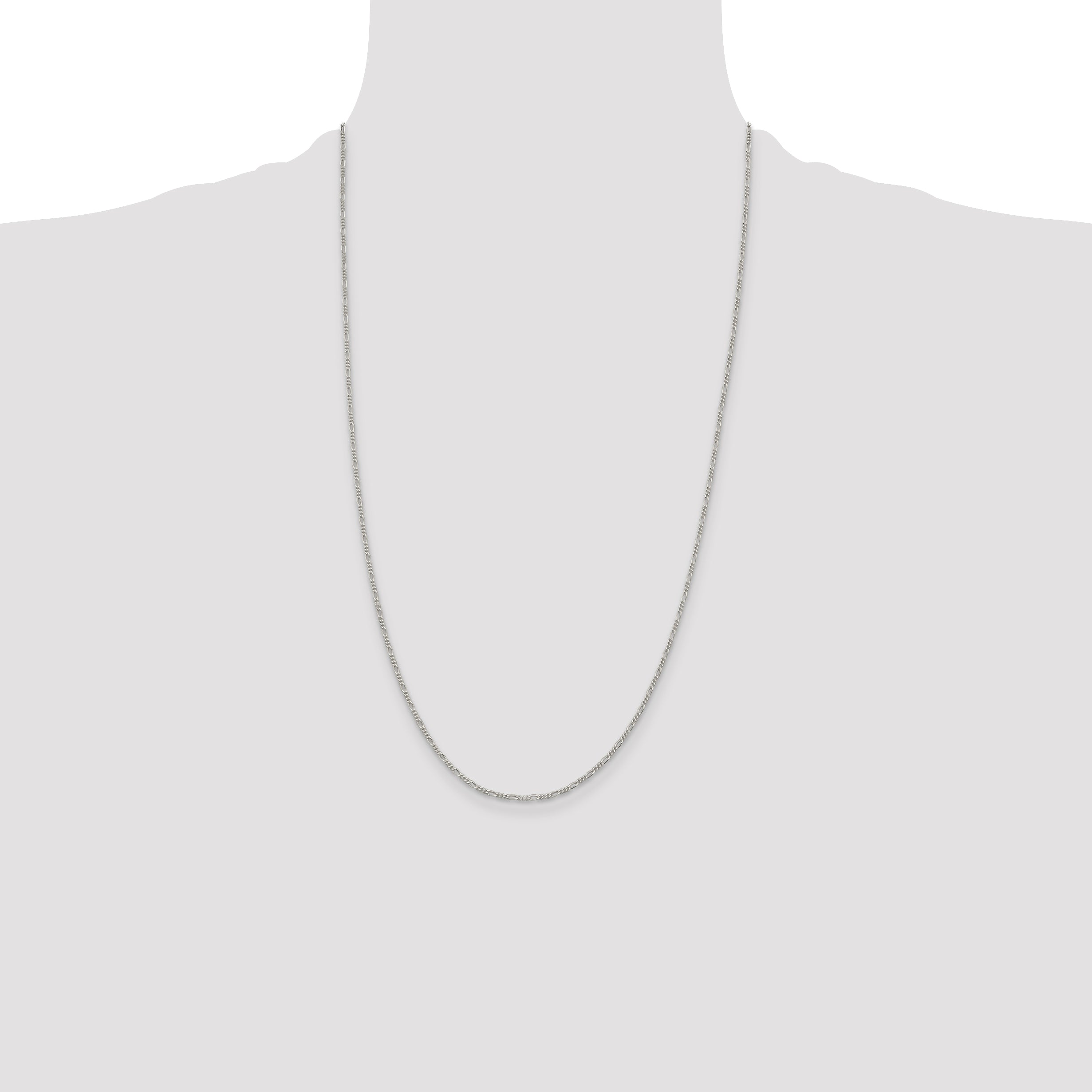 26 Inch Sterling Silver 1.4mm Figaro Chain