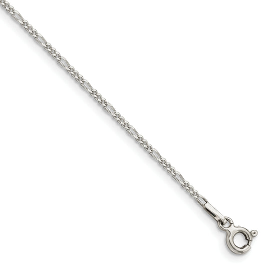 8 Inch Sterling Silver 1.4mm Figaro Chain
