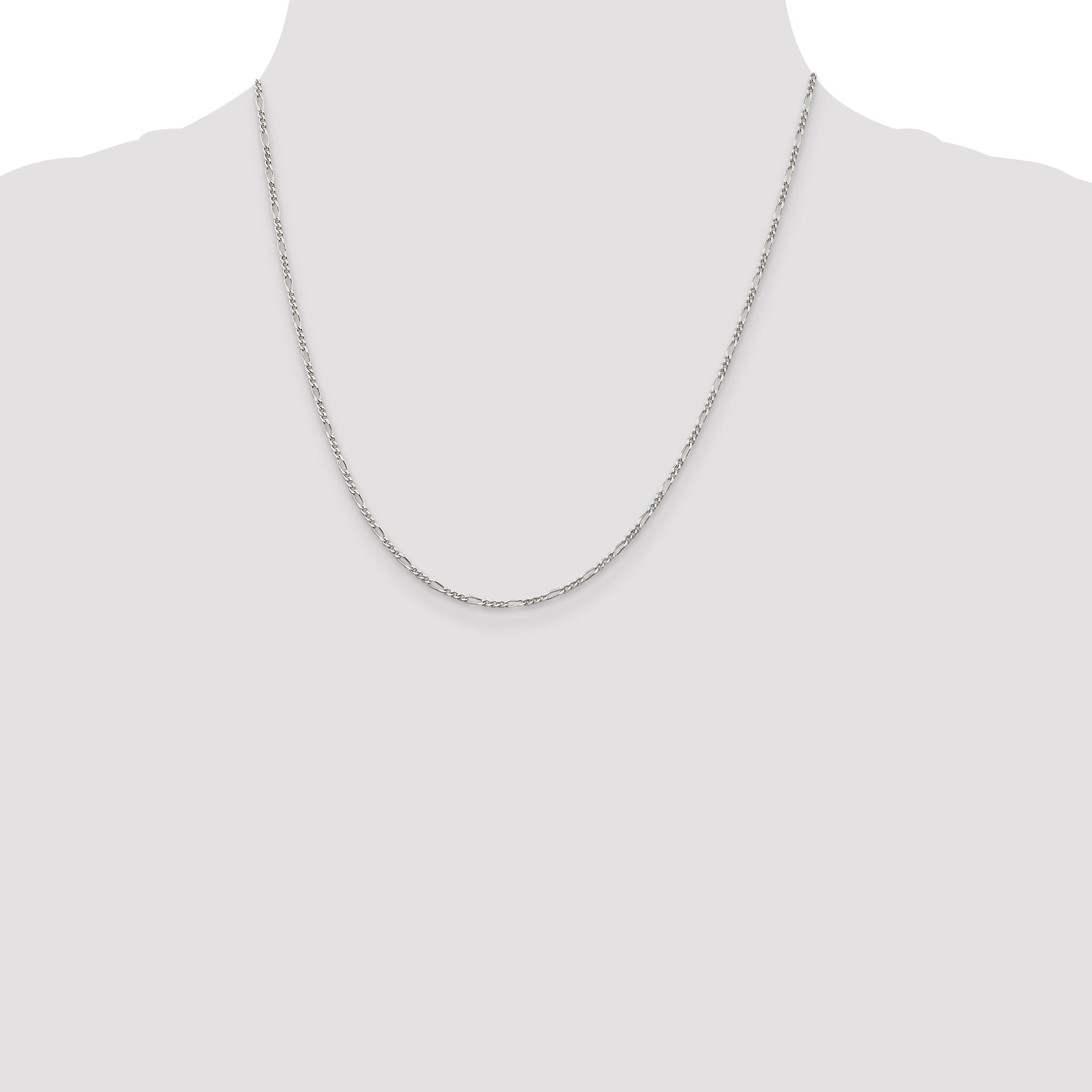 20 Inch Sterling Silver 1.75mm Figaro Chain