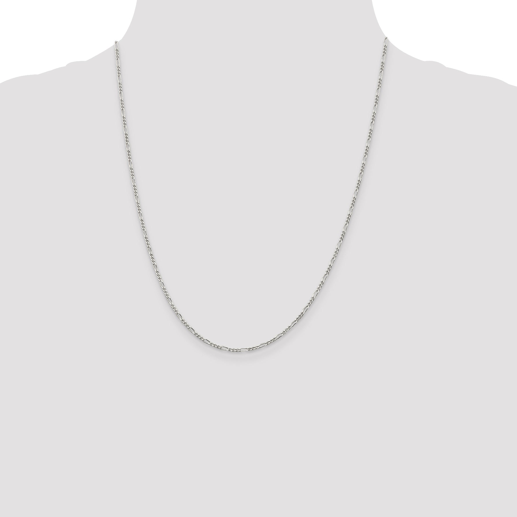 22 Inch Sterling Silver 1.75mm Figaro Chain