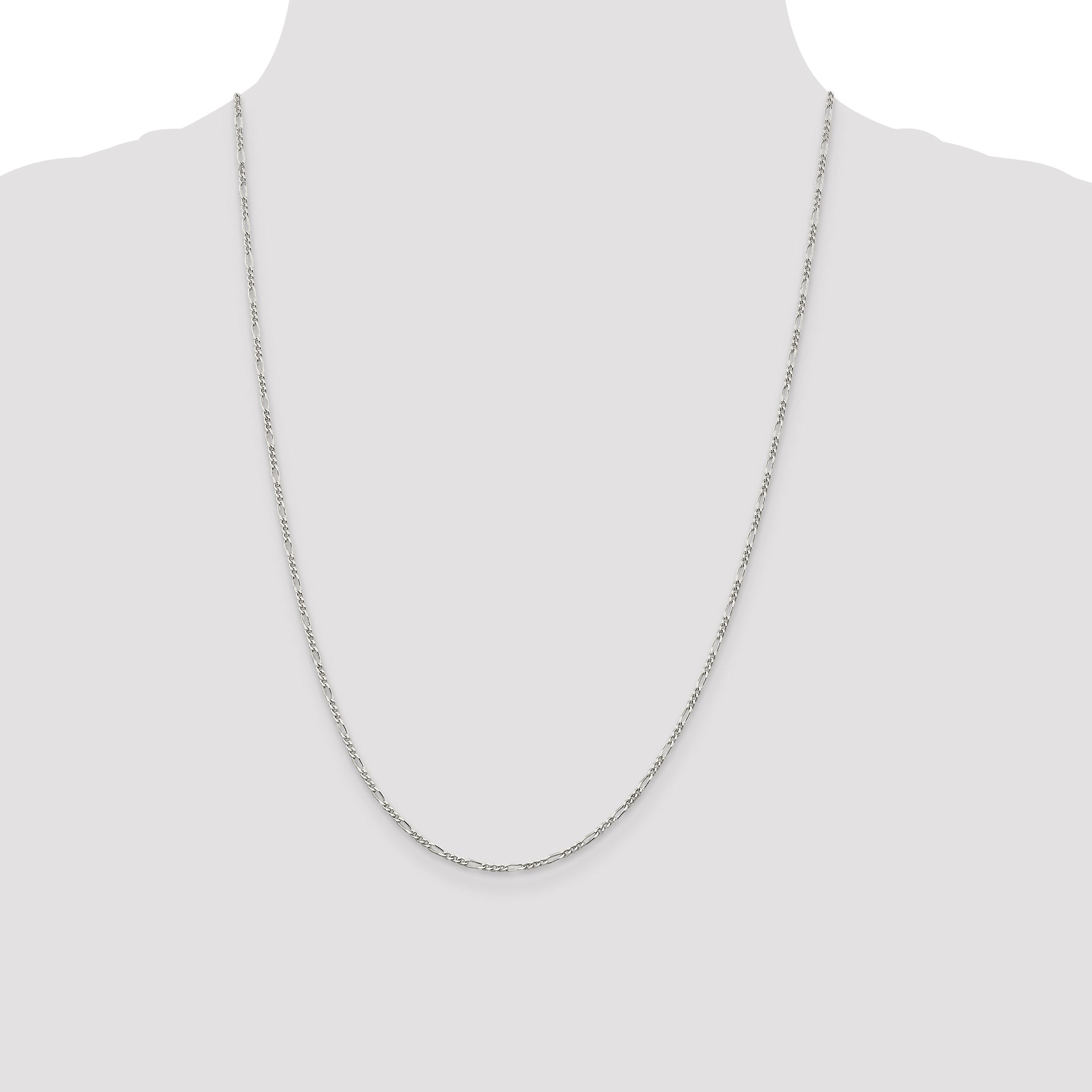 24 Inch Sterling Silver 1.75mm Figaro Chain