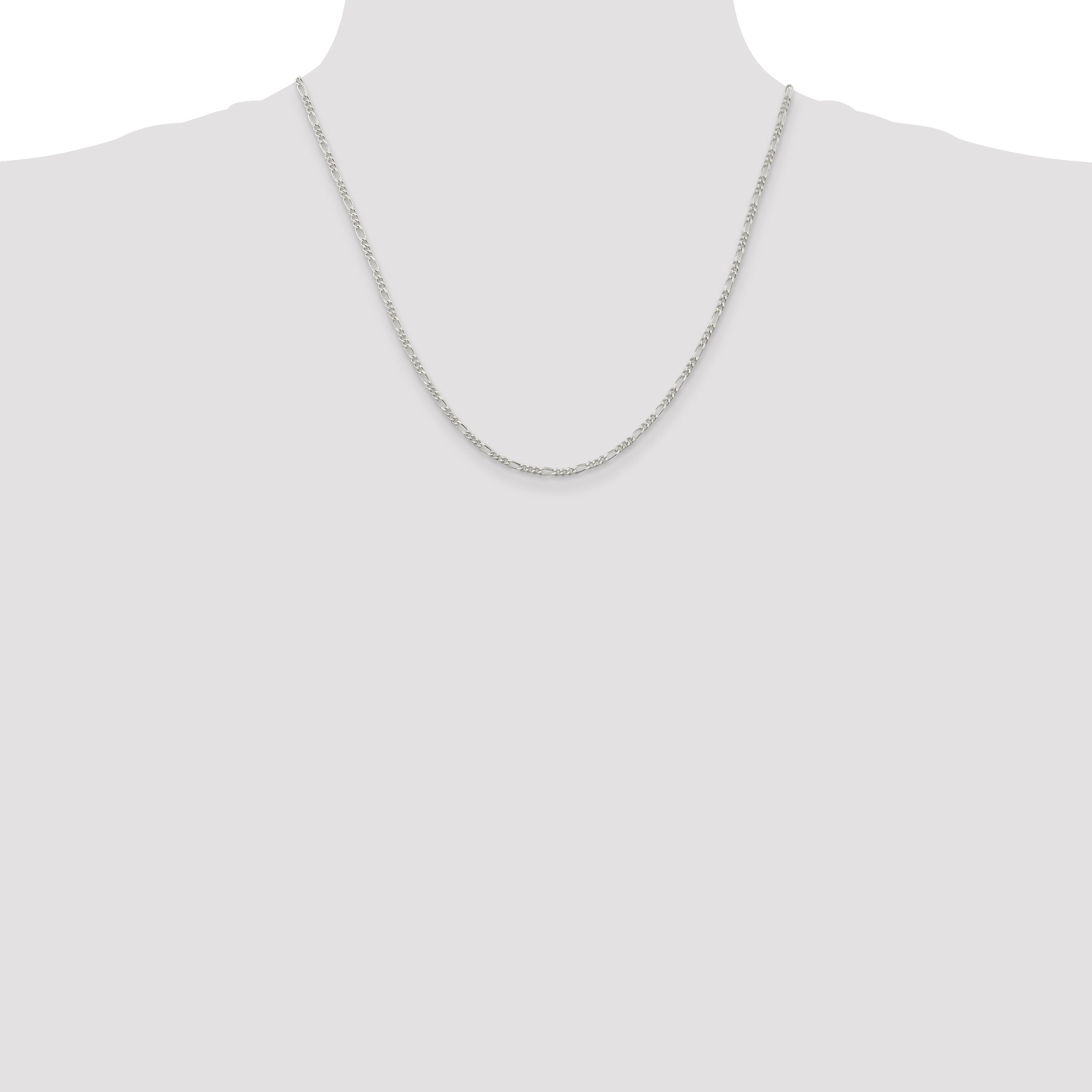 20 Inch Sterling Silver 2.25mm Figaro Chain