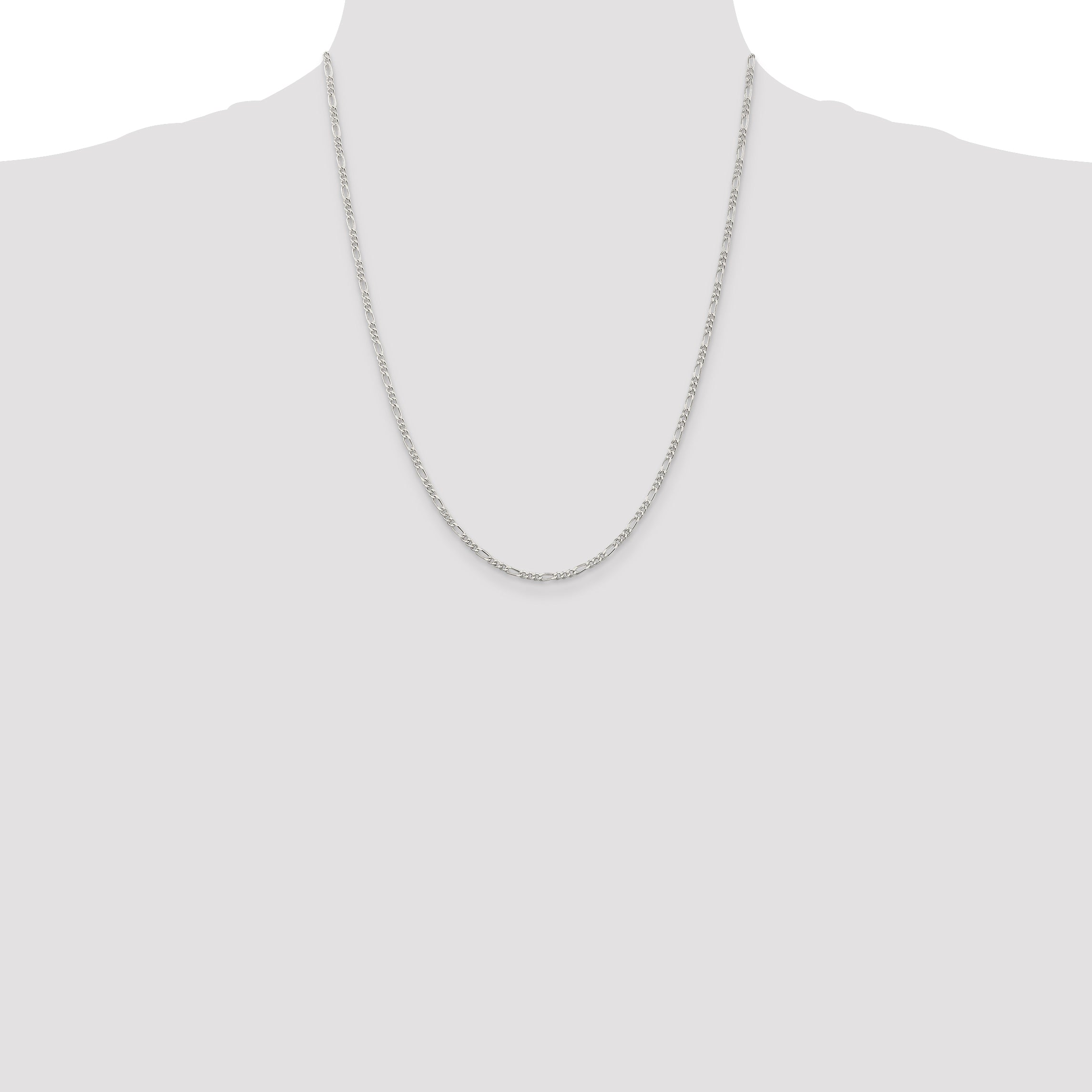 22 Inch Sterling Silver 2.25mm Figaro Chain