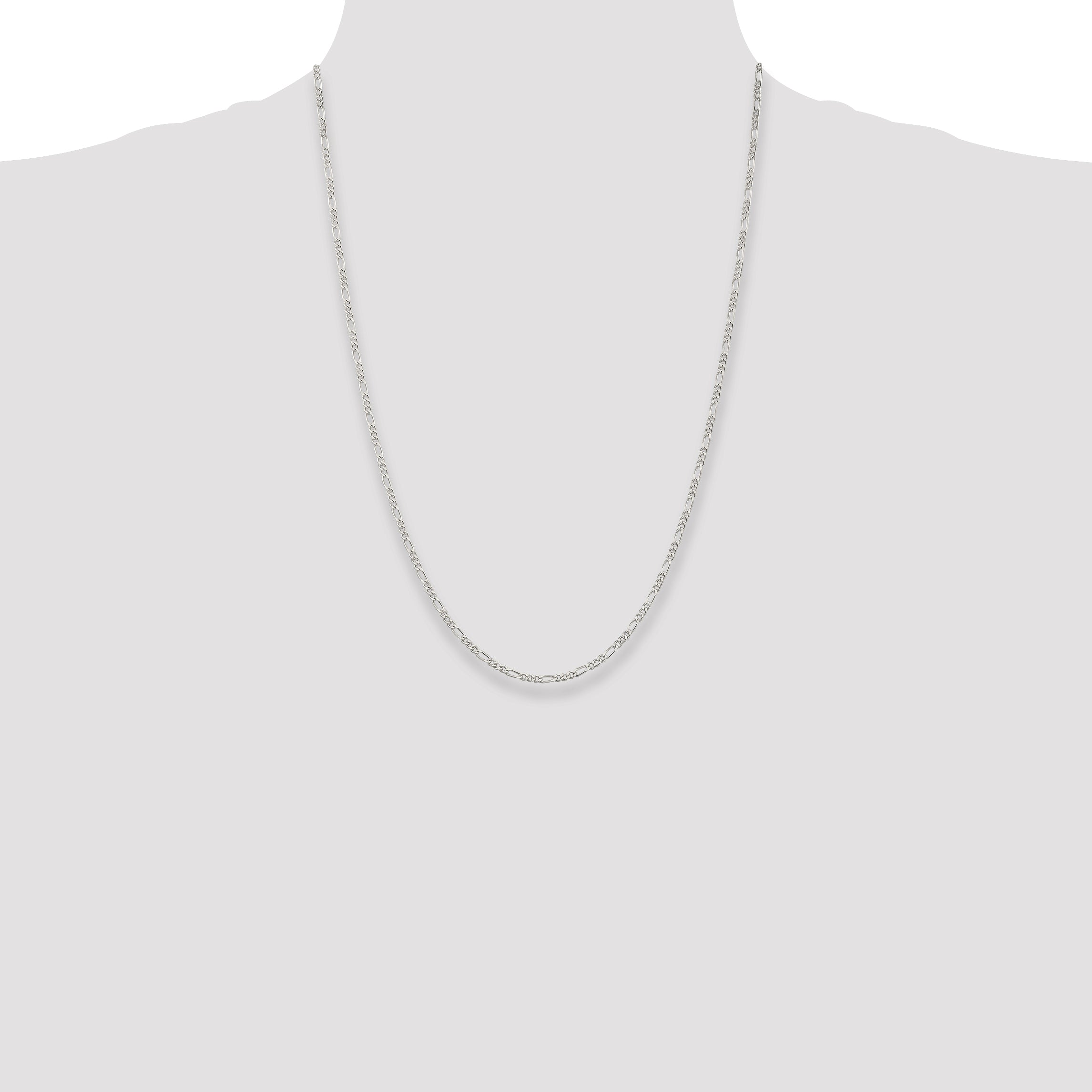 24 Inch Sterling Silver 2.25mm Figaro Chain