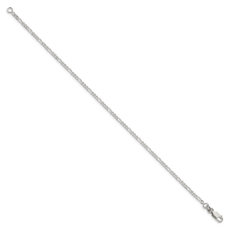 Sterling Silver 2.25mm Figaro Chain Bracelet