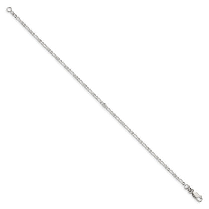 9 Inch Sterling Silver 2.25mm Figaro Chain Anklet