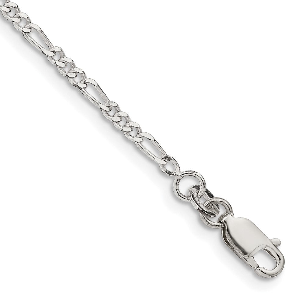 7 Inch Sterling Silver 2.25mm Figaro Chain Bracelet