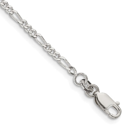 7 Inch Sterling Silver 2.25mm Figaro Chain Bracelet