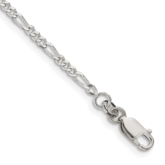 8 Inch Sterling Silver 2.25mm Figaro Chain
