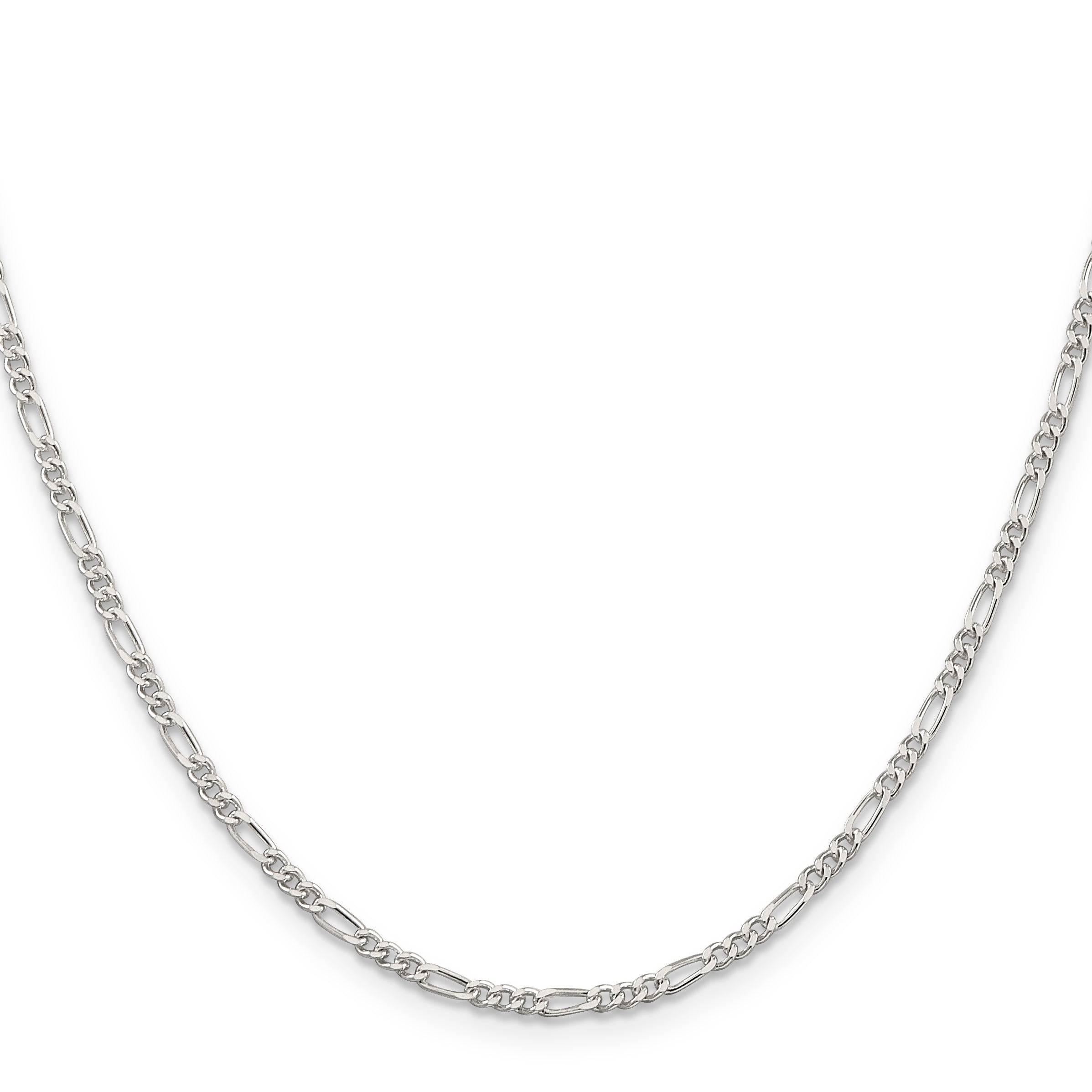 24 Inch Sterling Silver Rhodium-Plated 2.25mm Figaro Chain