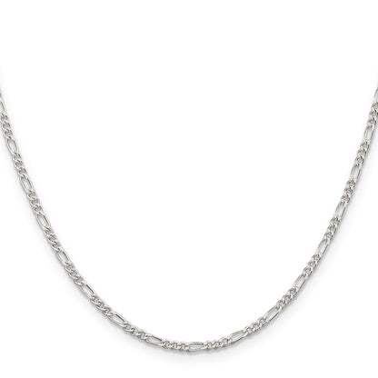 24 Inch Sterling Silver Rhodium-Plated 2.25mm Figaro Chain