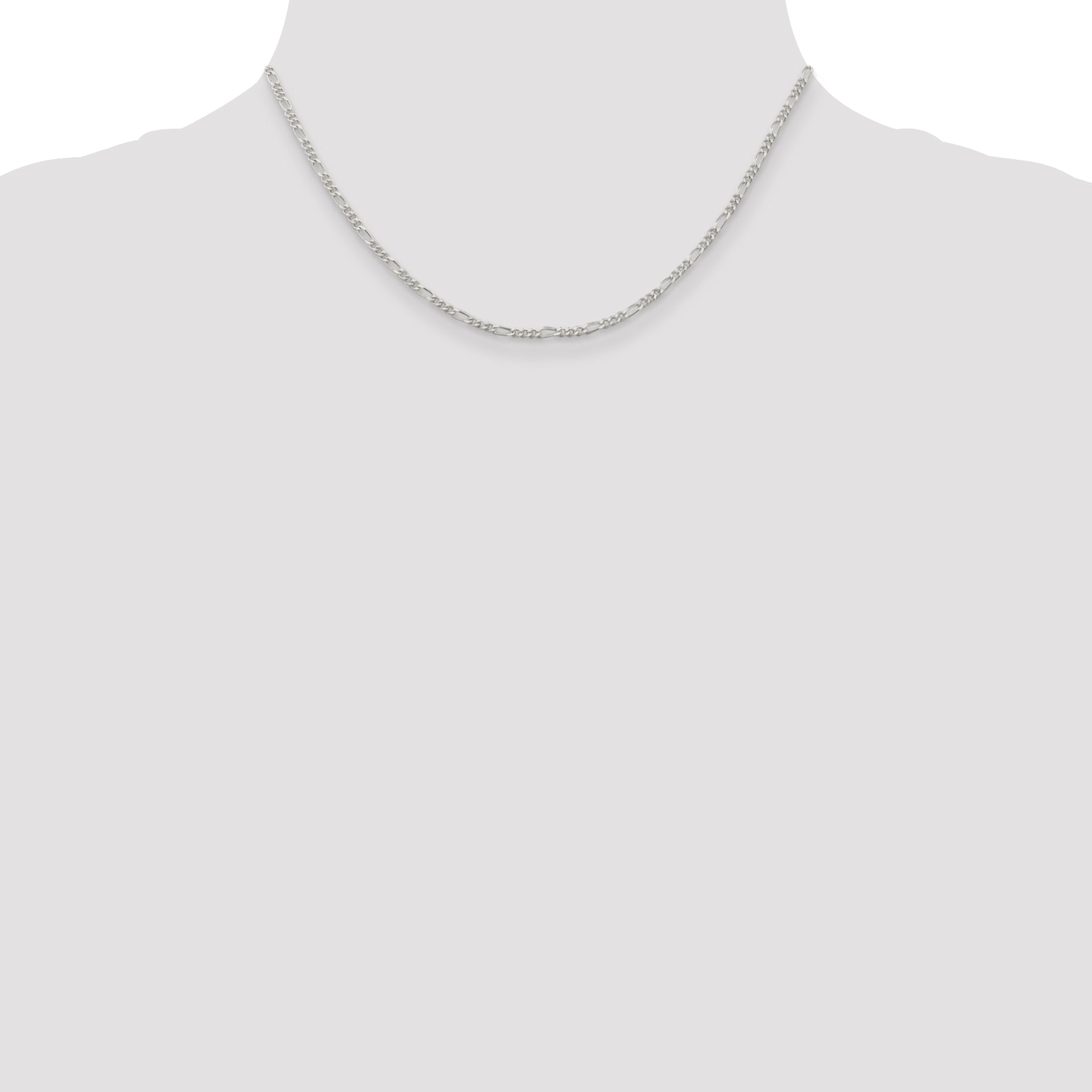 16 Inch Sterling Silver Rhodium-Plated 2.25mm Figaro Chain