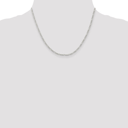 18 Inch Sterling Silver Rhodium-Plated 2.25mm Figaro Chain