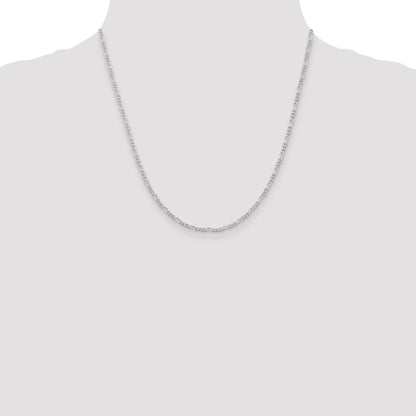 20 Inch Sterling Silver Rhodium-Plated 2.25mm Figaro Chain