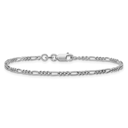 Sterling Silver Rhodium-plated 2.25mm Figaro Chain Anklet