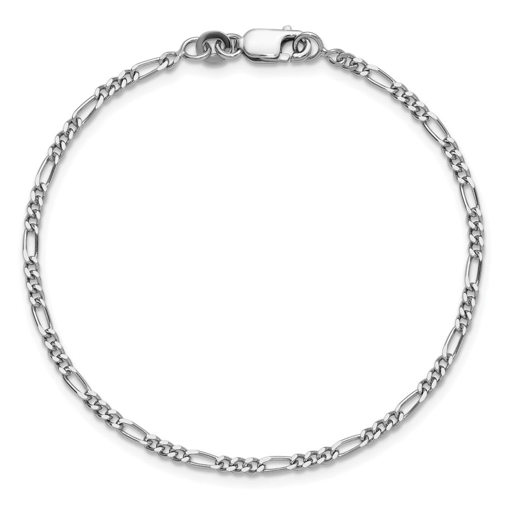Sterling Silver Rhodium-plated 2.25mm Figaro Chain Anklet