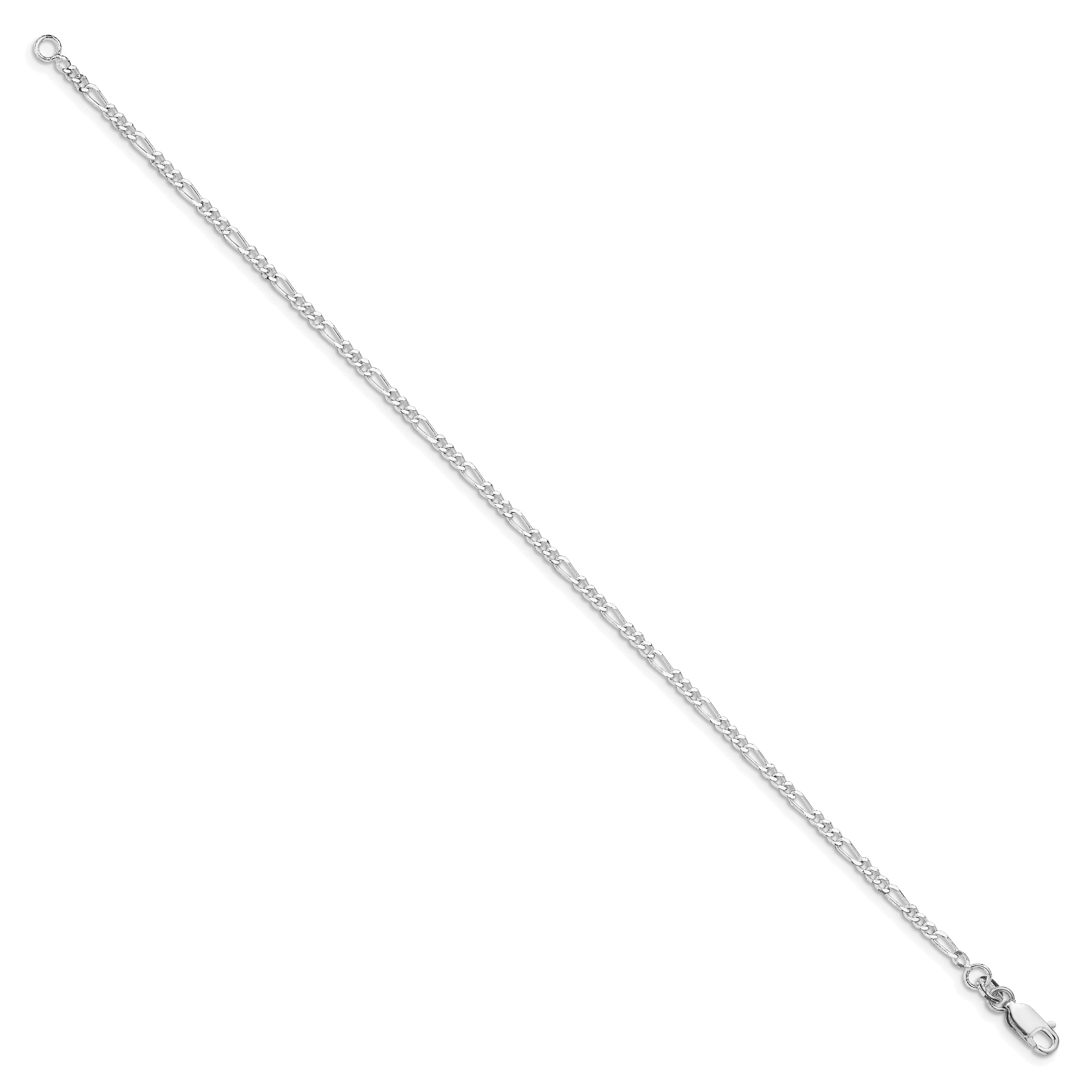 7 Inch Sterling Silver Rhodium-Plated 2.25mm Figaro Chain