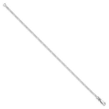 7 Inch Sterling Silver Rhodium-Plated 2.25mm Figaro Chain