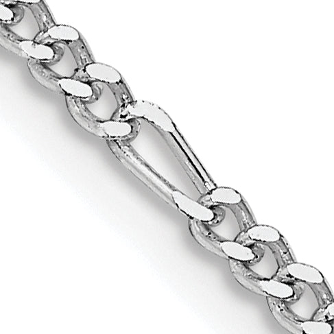 22 Inch Sterling Silver Rhodium-Plated 2.25mm Figaro Chain