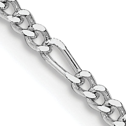 24 Inch Sterling Silver Rhodium-Plated 2.25mm Figaro Chain