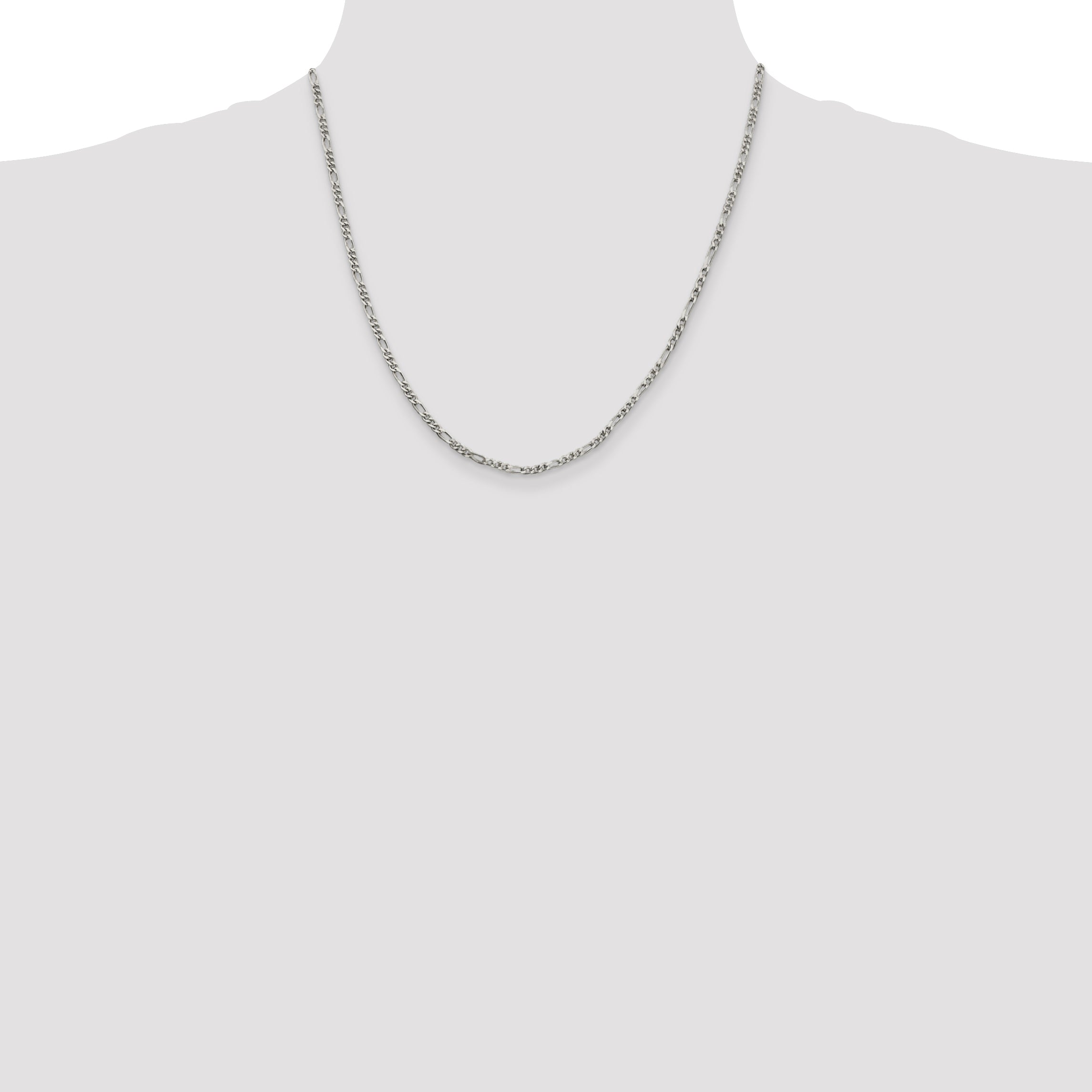 20 Inch Sterling Silver 2.5mm Figaro Chain