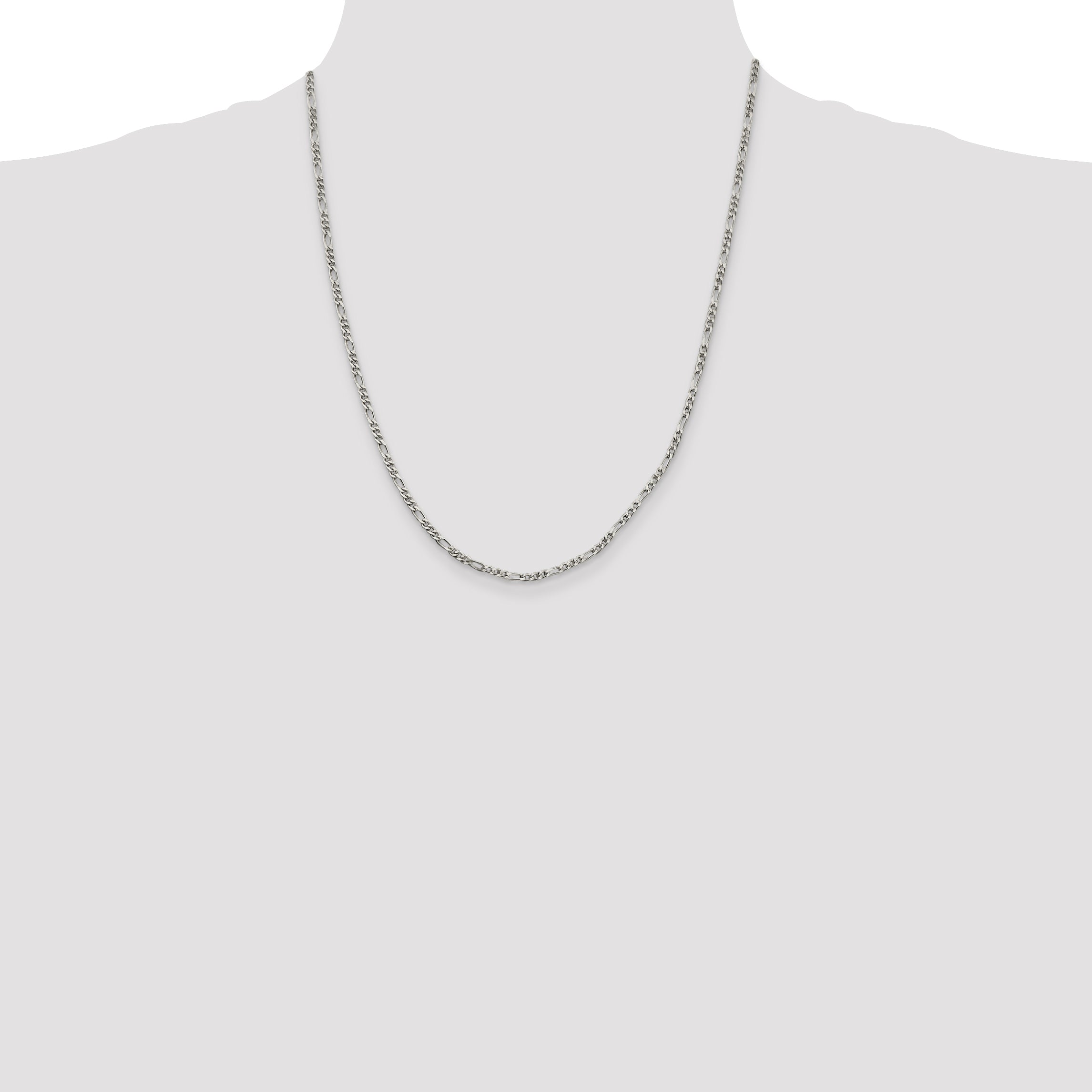 22 Inch Sterling Silver 2.5mm Figaro Chain
