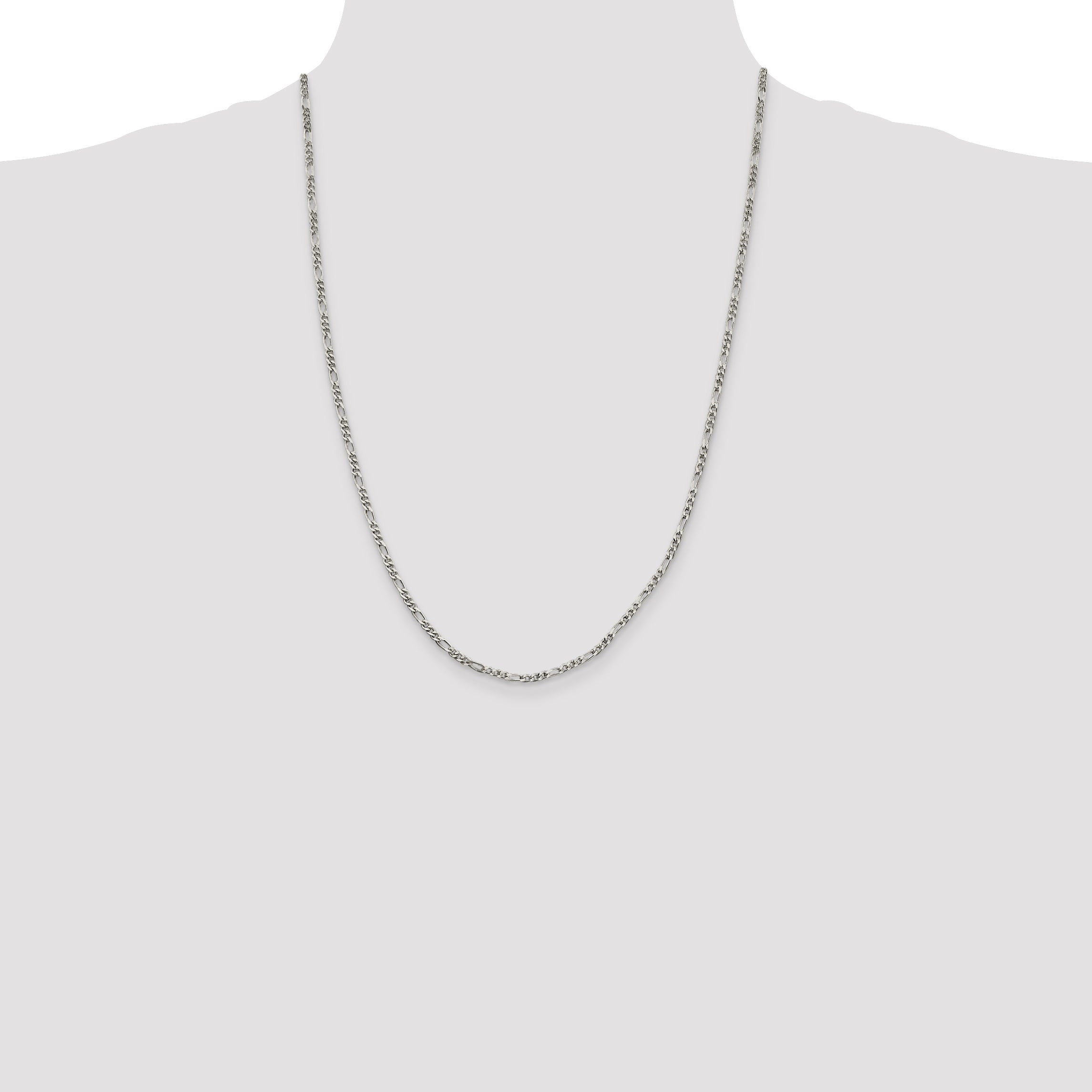 24 Inch Sterling Silver 2.5mm Figaro Chain