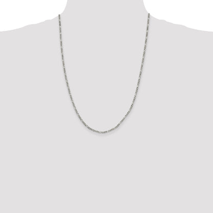 24 Inch Sterling Silver 2.5mm Figaro Chain